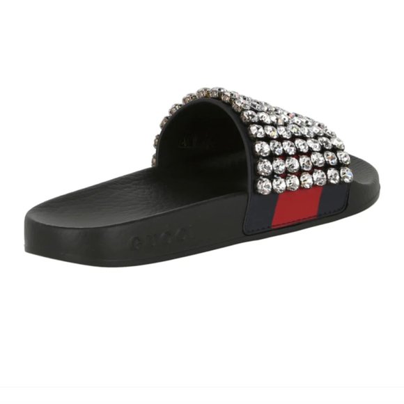 GUCCI Women's Crystal Embellished Slides Size 39IT (9US) Made in Italy - Picture 4 of 13